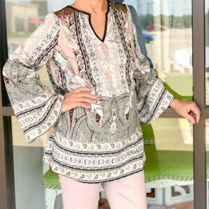 Tribal Jeans Paisley Bohemian Tunic Blouse
